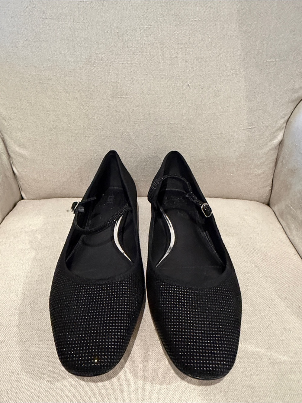 PAIGE Black Sparkle Mary Jane Flats